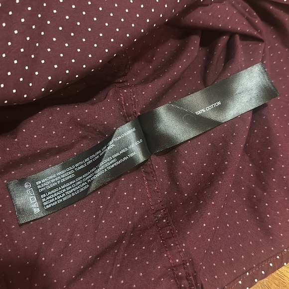 Denim & Flower Ricky Singh Mens Maroon Long Sleeve with white dots - Picture 5 of 10